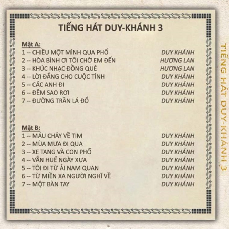 [MDCD] Bộ 2 Đĩa CD Tiếng hát Duy Khánh 3 - Thu âm trước 1975