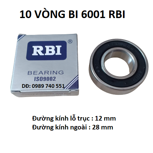 10 vòng bi 6001 rbi chất lượng cao