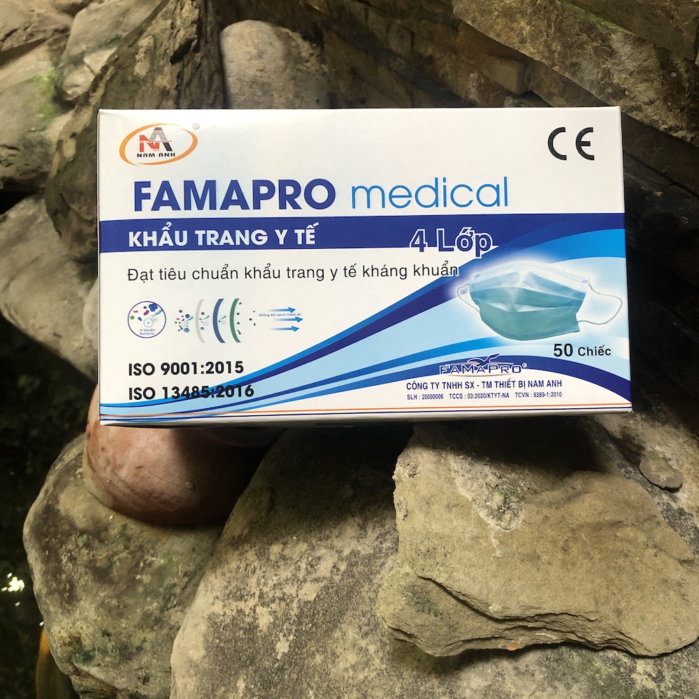 [HCM]Bộ 3 hộp khẩu trang y tế 4 lớp lọc Nam Anh Famapro (Trắng) hộp 50 cái