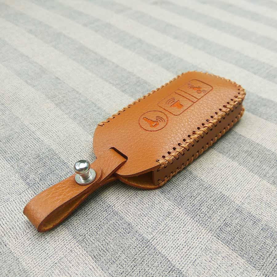 Bao da 3 nút dùng cho chìa khóa smartkey xe máy Honda (Nâu)