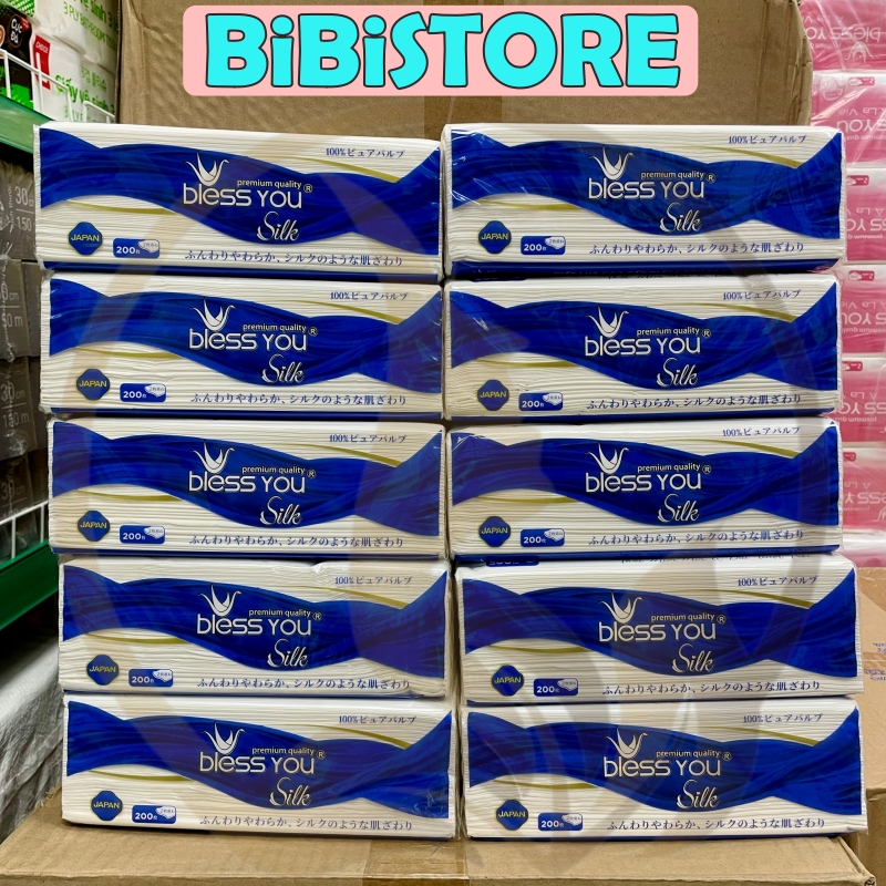 (Combo 10 Gói) Khăn Giấy Lụa Rút 2 Lớp Bless You Silk 200 Tờ/ Bless You À La Vie 250 Tờ