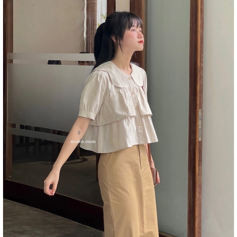 Áo linen cúc hoa 2 tầng Tapi-top