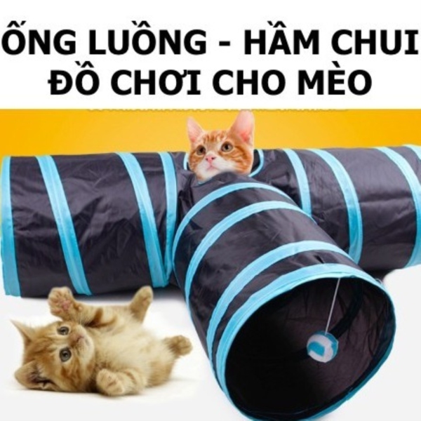 ỐNG LUỒNG - HẦM CHUI ĐỒ CHƠI CHO MÈO - Đồ Chơi Hầm Chui 3 Cổng Hình Chữ Y / T Có Bóng Treo Thú Vị Cho Mèo Cưng.