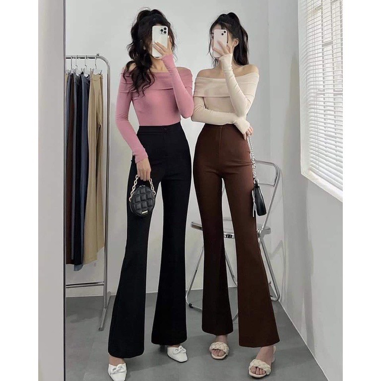 Quần tây nữ ống loe lưng cao tôn dáng- mã 8004