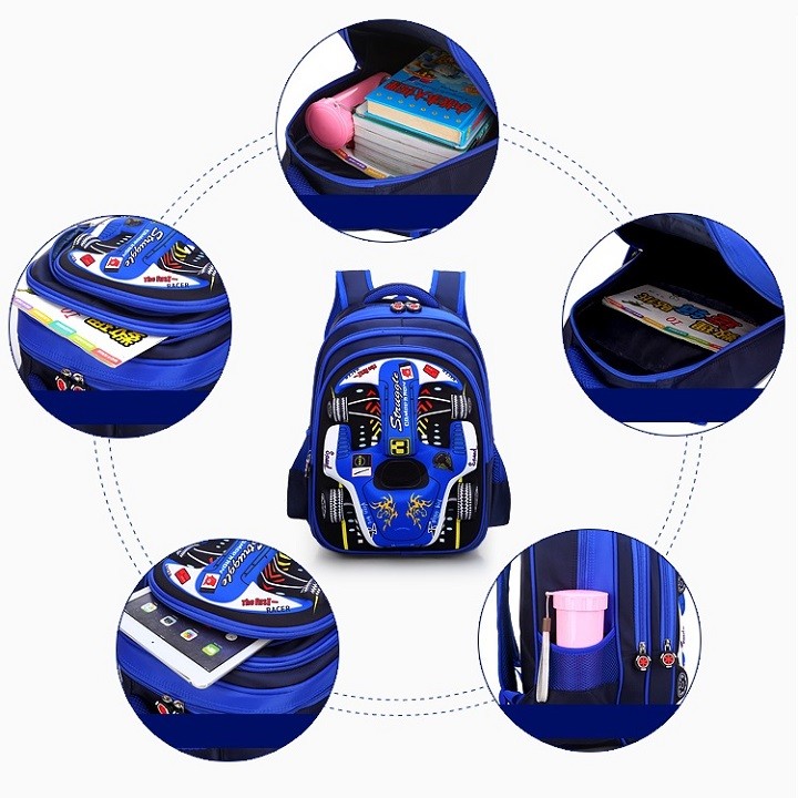 Balo học sinh hình ô tô 3D size 42 cm