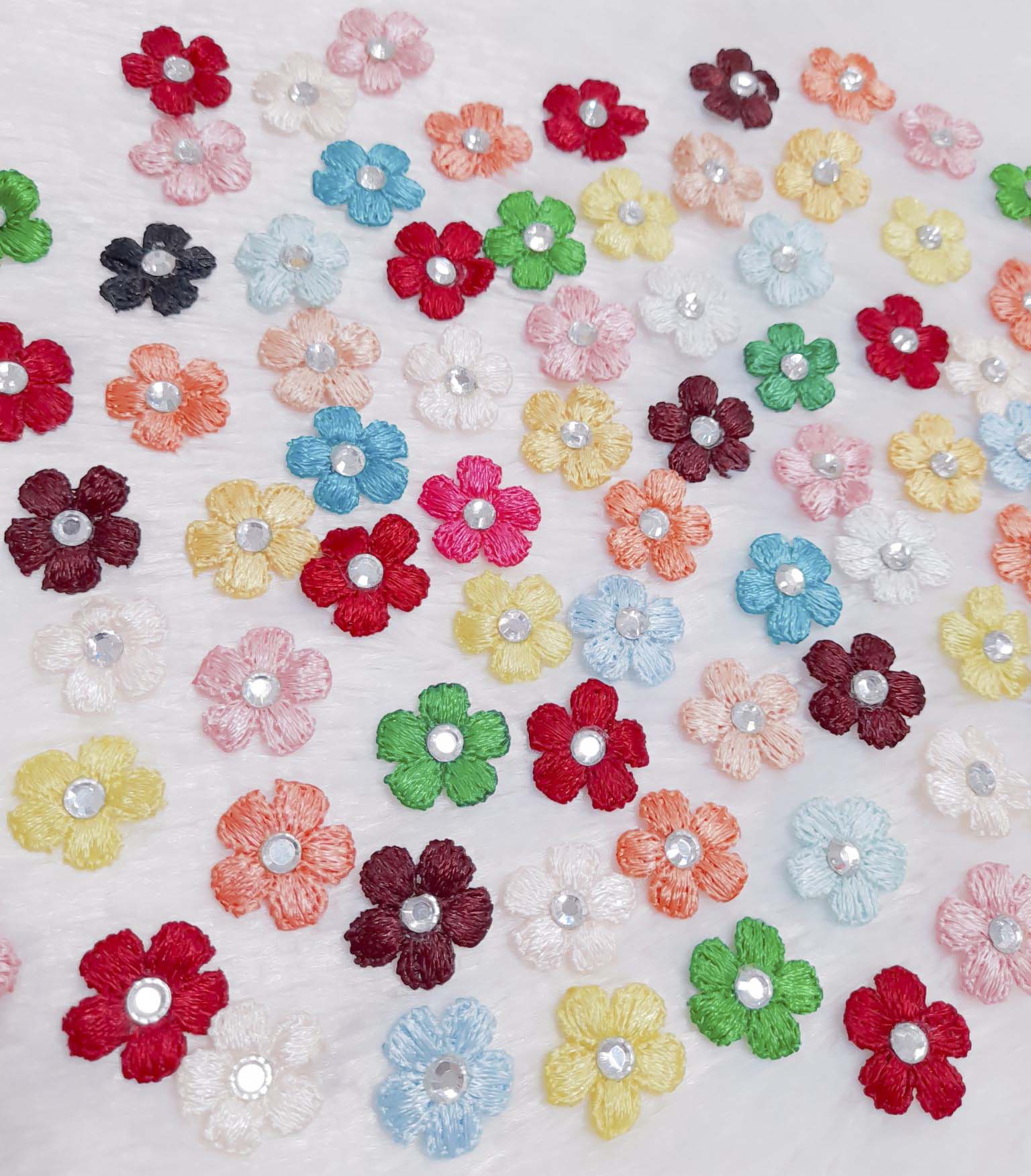 20 flower plum embroidery cotton plum stamen pistil xoàn many color size 1.6cm [package 20 flowers] cotton embroidery available applique gown dress long dress