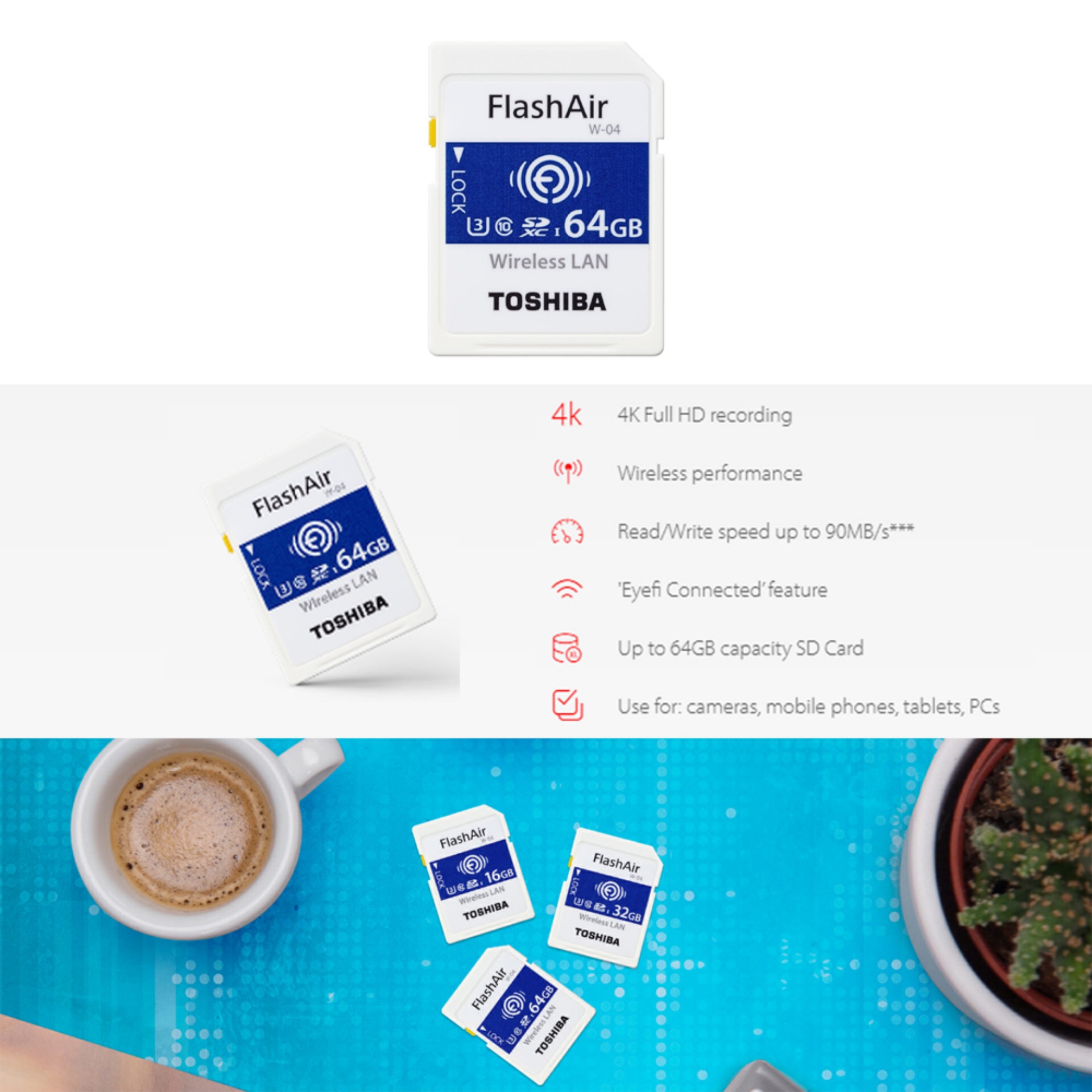 Thẻ Nhớ Toshiba phát WiFi FlashAir 64G