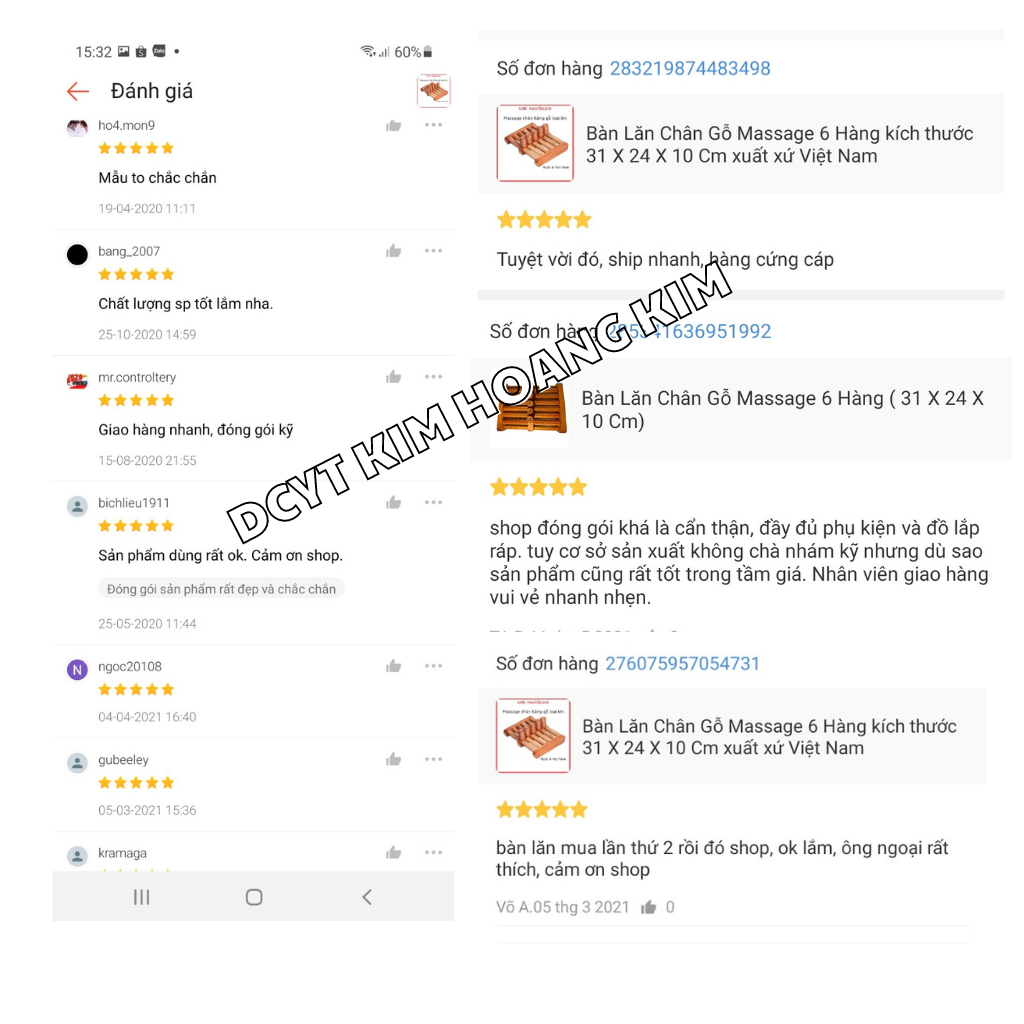 Bàn Lăn Chân Gỗ Massage 6 Hàng MIỀN NAM ( 31 X 24 X 10 Cm)