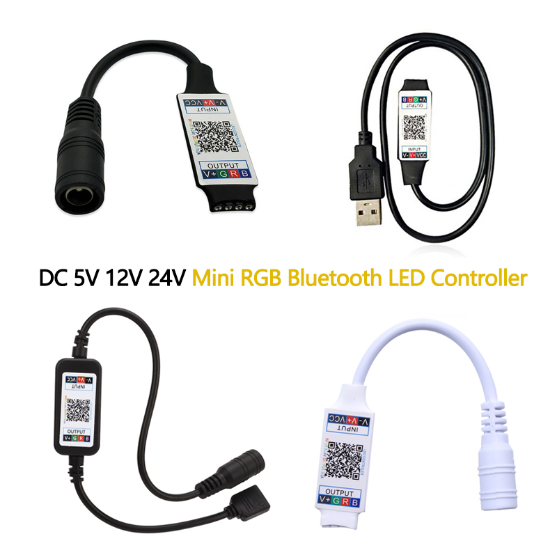 Mini USB DC 5v 12v 24V Mini RGB Bluetooth dimmer led music Bluetooth Smart App Controller control for RGB LED strip light controller RGB Bluetooth Mini LED light regulator