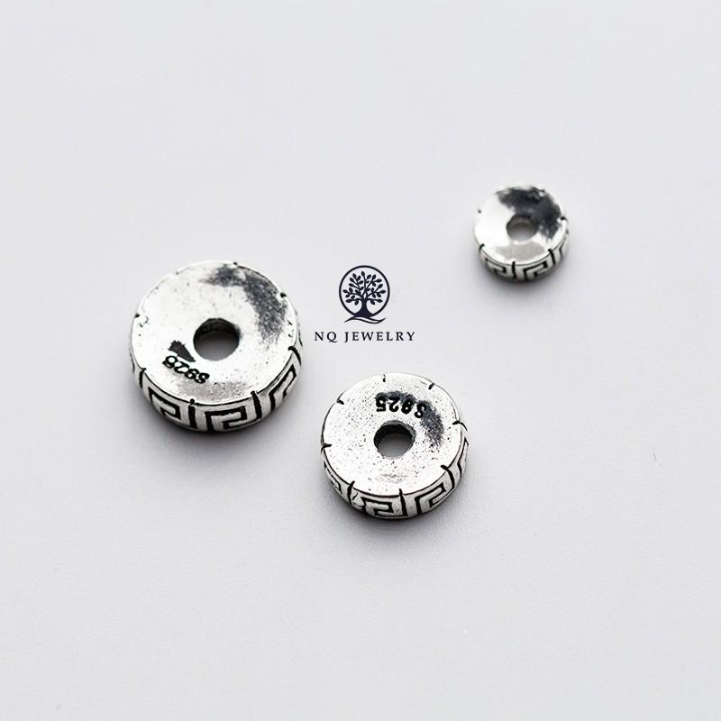 [HCM]Combo 2 charm bạc chặn hạt họa tiết hoa văn (5mm) - NQ Jewelry