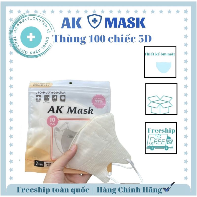 Set 10 Cái Khẩu Trang 5D AK Màu Trắng