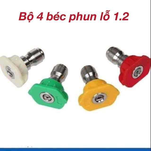 [1.2mm] Bộ 4 Cái béc phun cao áp 1/4 Bộ Đấu Nối Nhanh Vòi Rửa Xe Kim Loại Vòi Phun Cây Dài Máy Rửa Áp Lực Cao, Béc Phun Máy Rửa xe Chỉnh Áp