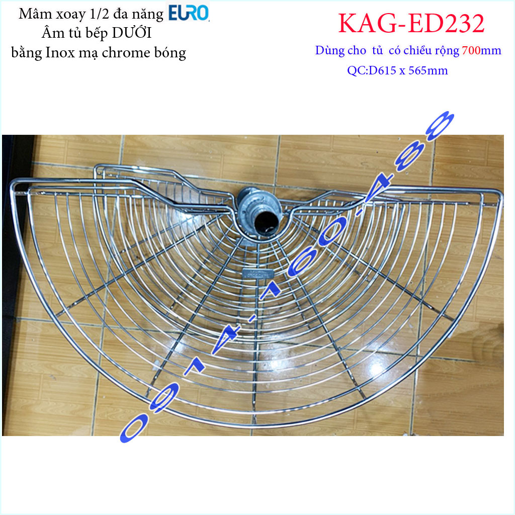 [HCM]Kệ bán nguyệt Euro KAG-ED232- 2 tầng, mâm xoay inox 1.2, kệ góc tủ bếp dưới inox tròn thiết kế đẹp tiết kiệm không gian bếp