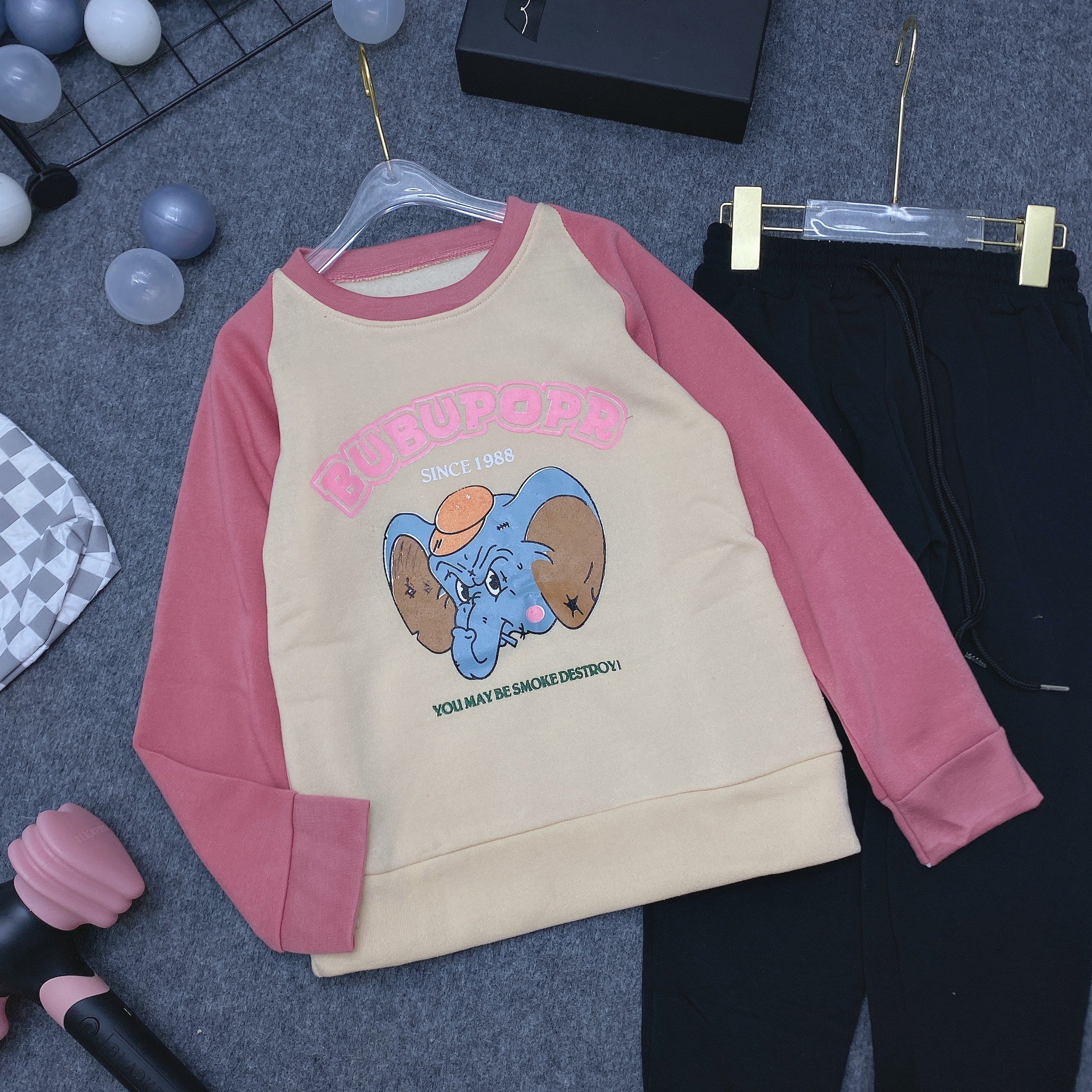 Set bộ quần áo nỉ thu đông bé gái 18-48kg từ 6-14 tuổi VOI - BABY. Đồ bộ bé gái, set đồ bé gái, bộ thu đông bé gái, set nỉ bé gái