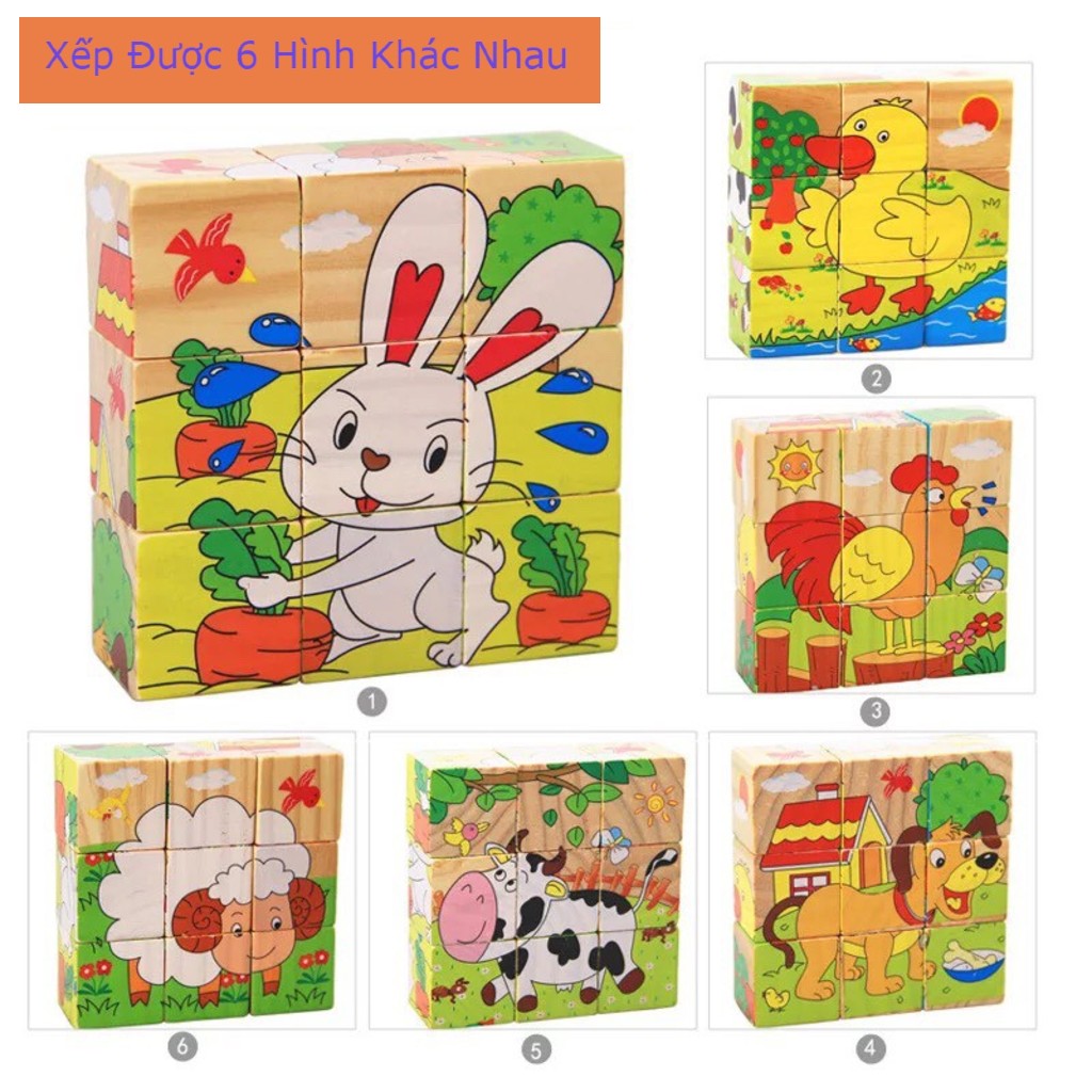 Đồ Chơi Bộ Xếp Hình Gỗ 3D Thông Minh Cho Bé
