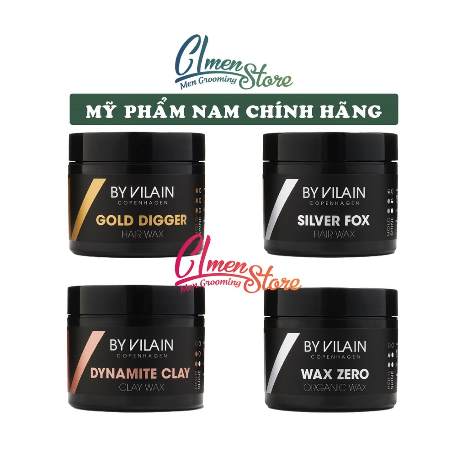 [FULL LINE] Sáp vuốt tóc By Vilain (Gold Digger - Dynamite Clay - Silver Fox - Wax Zero)