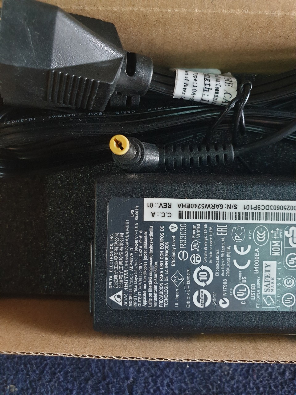 [HCM]Adaptor Sạc laptop Acer 19V-3.42A (hiệu DELTA  sử dụng như zin)