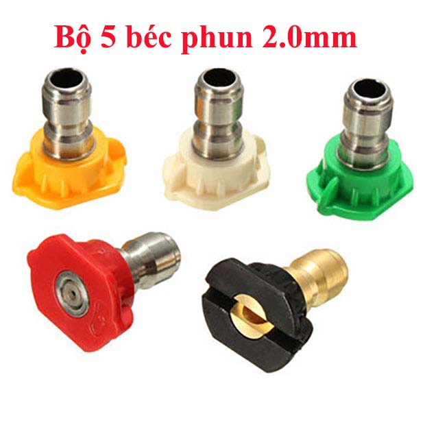 [2 mm] Bộ 5 Cái béc phun cao áp 1/4 Bộ Đấu Nối Nhanh Vòi Rửa Xe Kim Loại Vòi Phun Cây Dài Máy Rửa Áp Lực Cao, Béc Phun Máy Rửa xe Chỉnh Áp
