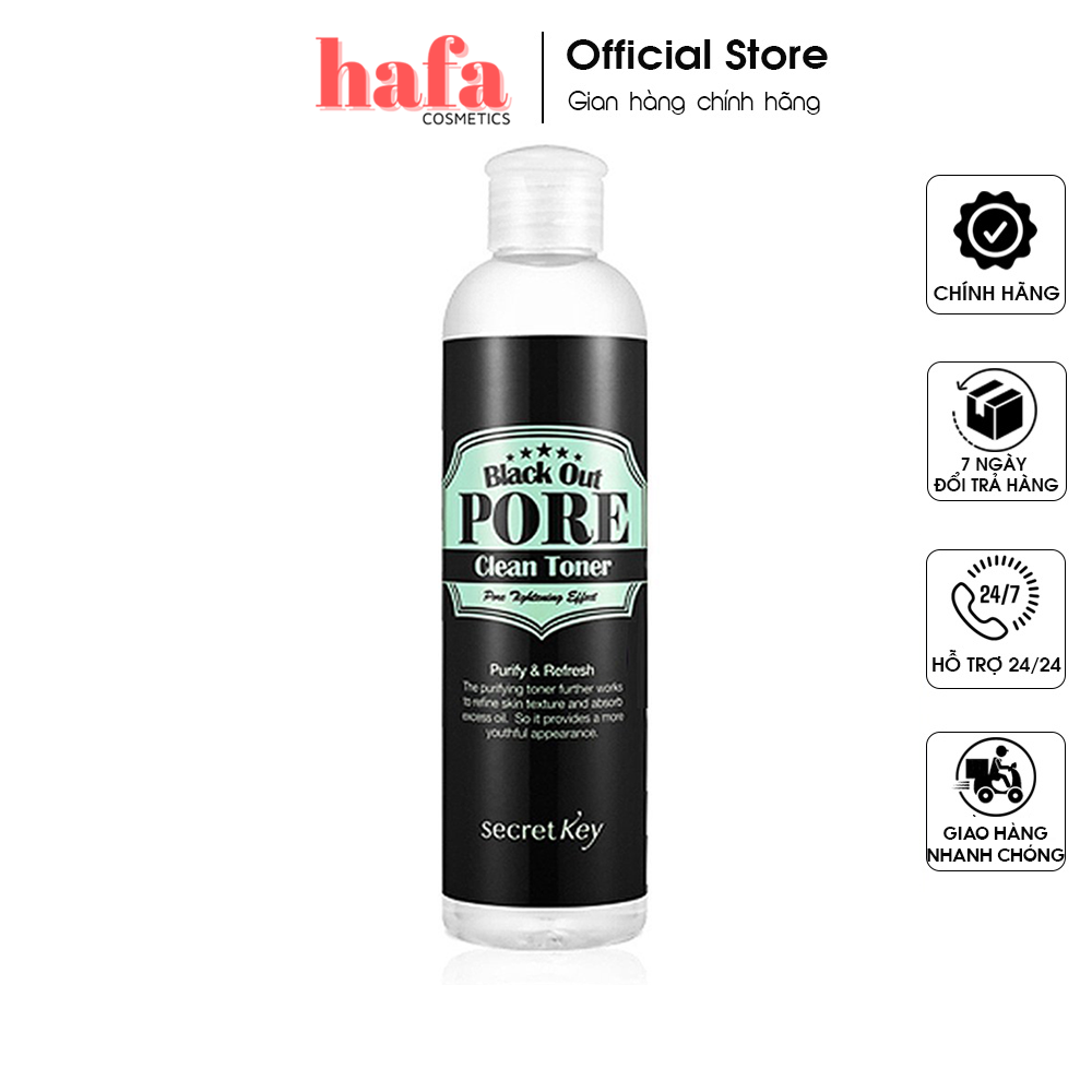 Nước hoa hồng cân bằng da, se khít lỗ chân lông Secret Key Black Out Pore Clean Toner 250ml _ Secret Key Chính Hãng