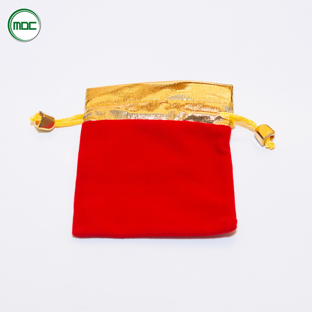 Mộc - Túi rút nhung may mắn màu đỏ loại mịn đẹp đựng trang sức tiện lợi
