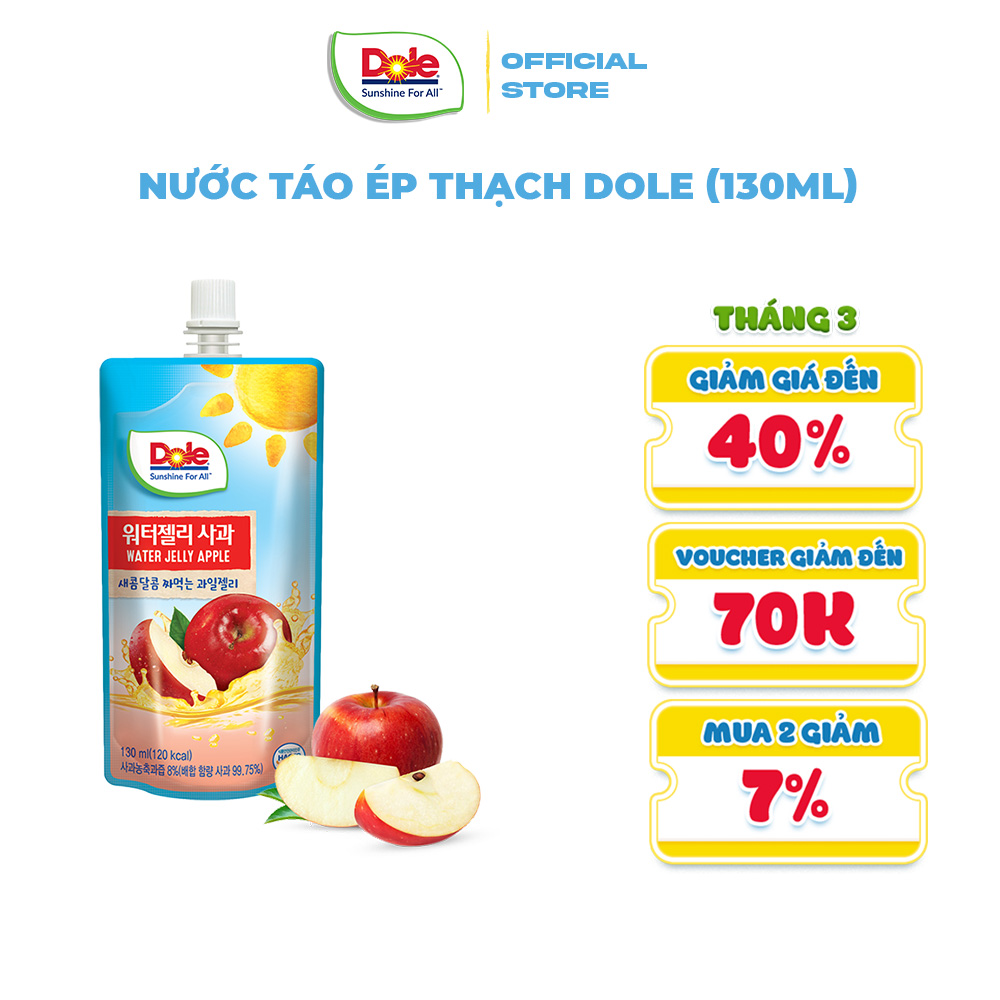 [MUA 2 GIẢM 9%][VOUCHER 50K ĐƠN 209K]Nước Táo Ép Thạch Dole (130ml)