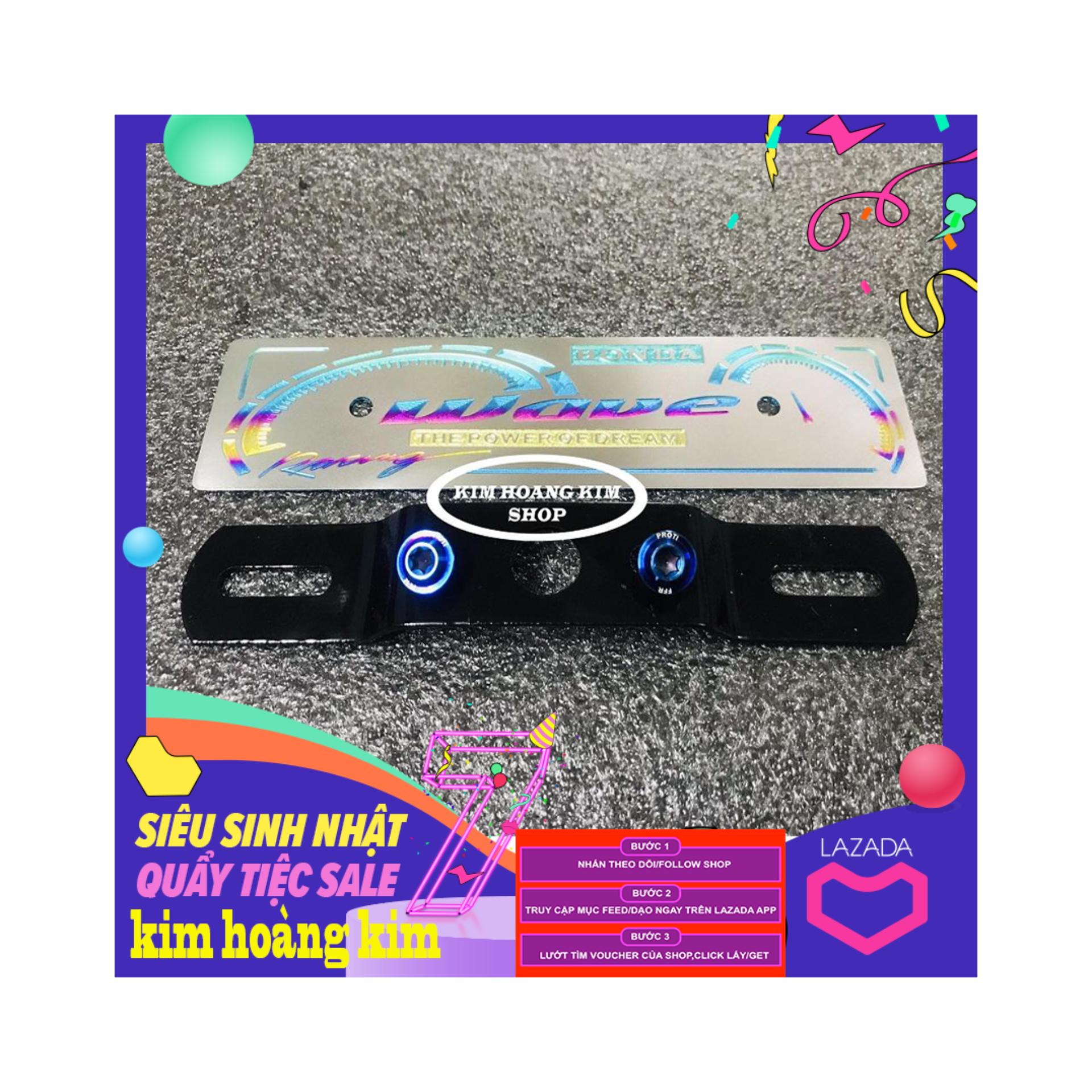 Bảng tên TiTanium điện phân gắn Wave + 2 ốc Proti (100% Titan)