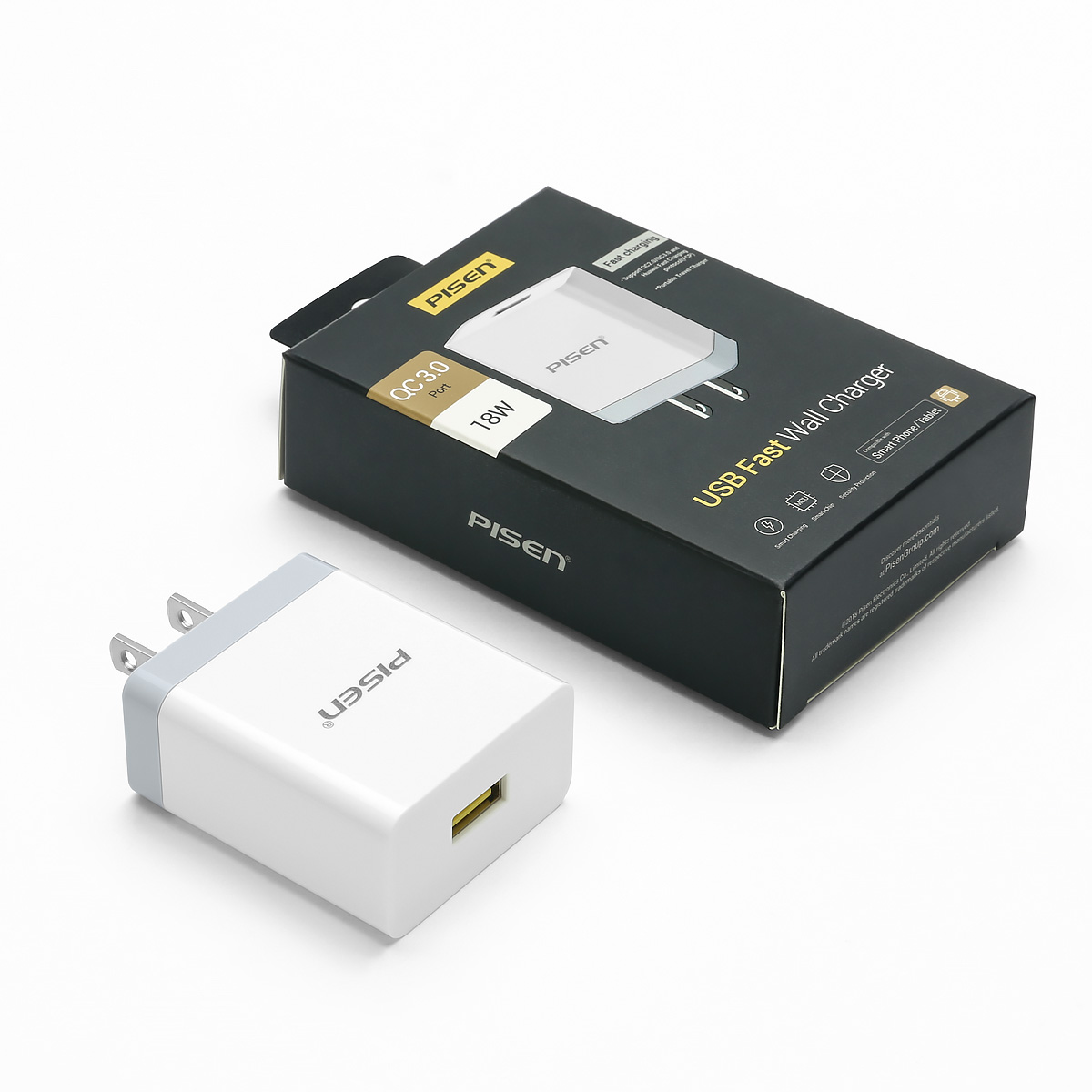 Sạc Pisen USB Quick Charger (QC3.0, 18W) - Hàng chính hãng