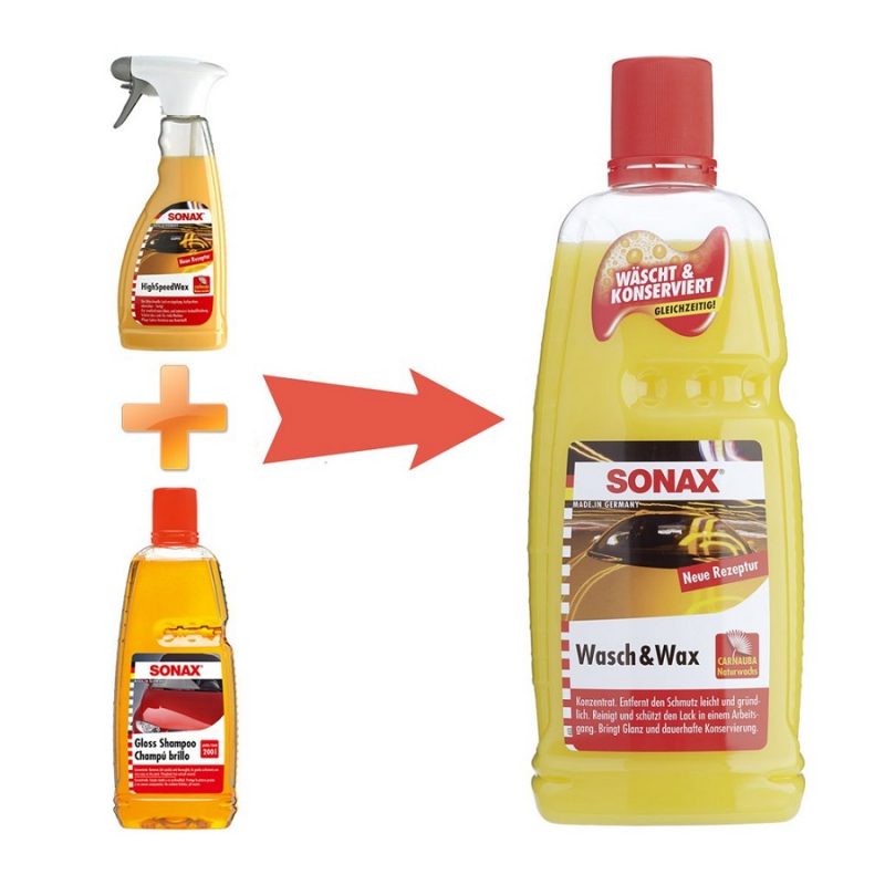 [HCM]Nước rửa xe sáng bóng sơn như mới 2 trong 1 Sonax Wash & Wax 1L - Nhập 100% Đức
