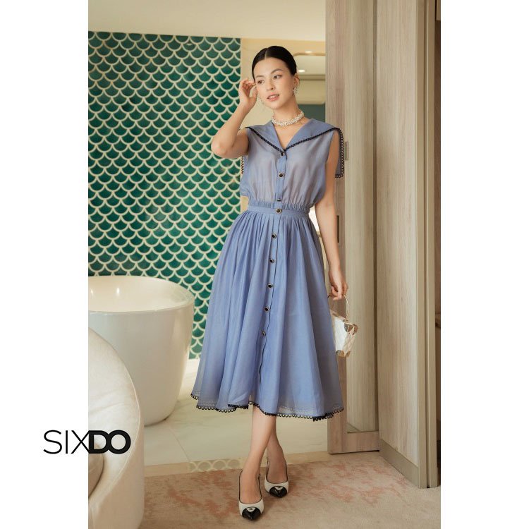 Áo nữ tơ organza cổ V SIXDO (V-neck Top)