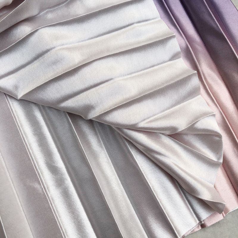 Chân Váy Midi Lưng Cao Bằng Lụa Satin Màu Gradient Thời Trang Cho Nữ