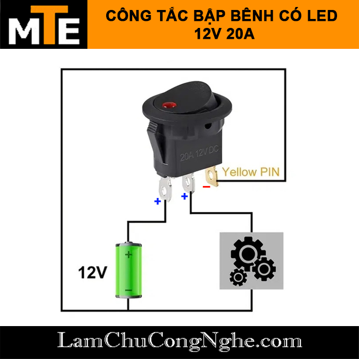Công tắc bập bênh có đèn led ON/OFF 3 chân 12V 20a