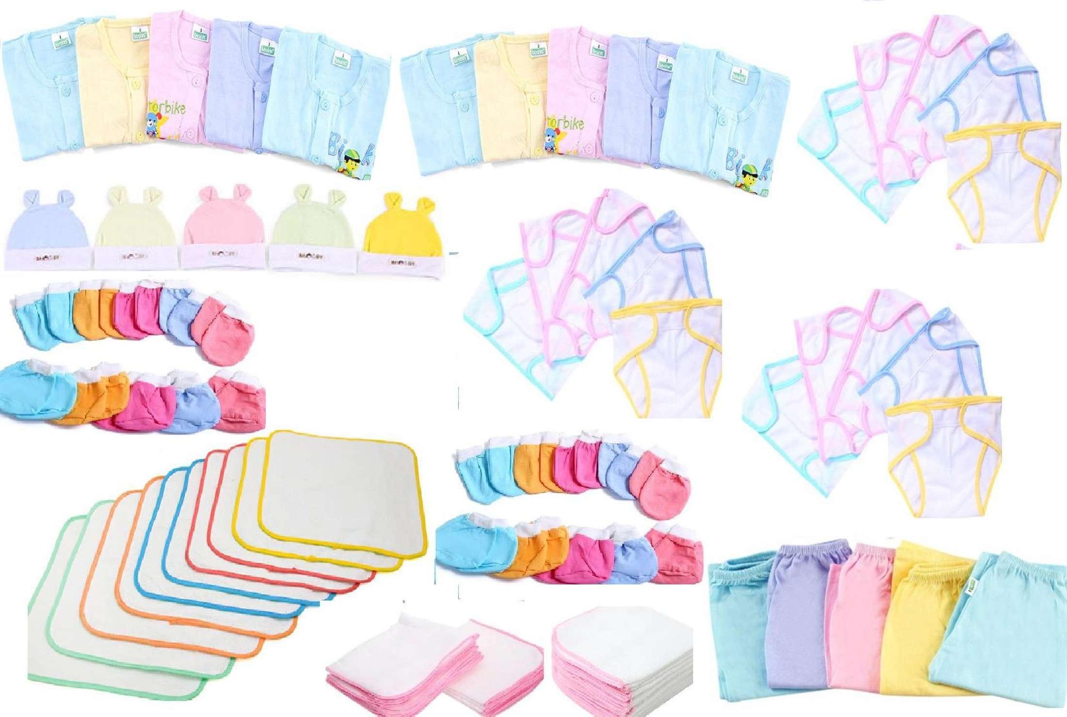 [hcm]set 85 món đồ dùng cho bé sơ sinh( 10 áo màu + 15 tã + 15 khăn + 10 cặp bao tay + 10 cặp bao chân + 5 nón + 5 quần + 15 tã lót )