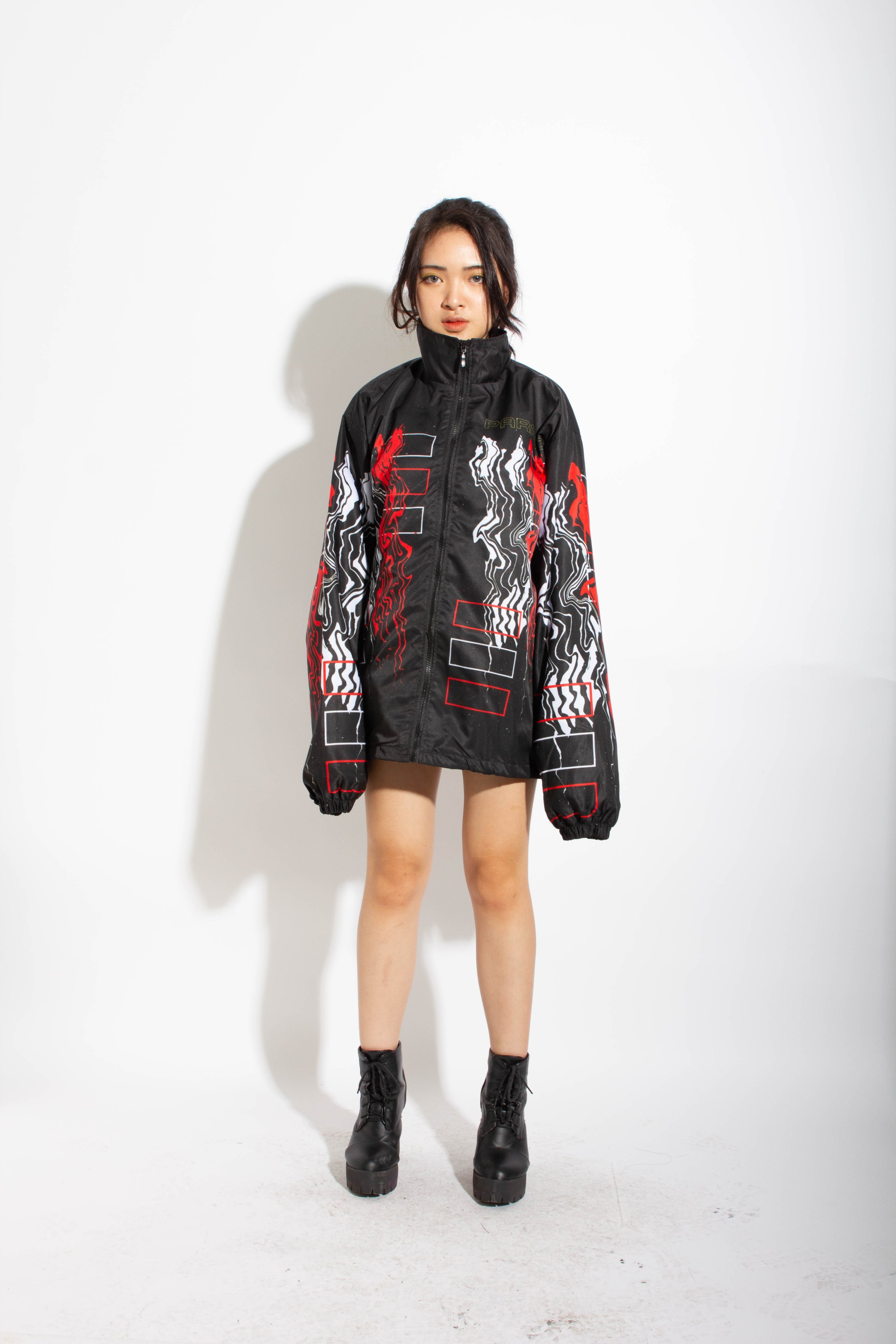 PARADOX Áo khoác dù dây kéo MINERAL ZIP OVER-PRINTED JACKET