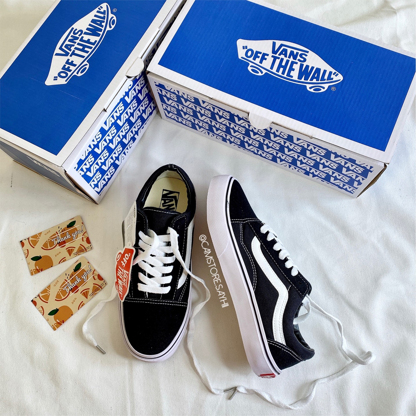 Giày Thể Thao Nam Nữ Sneaker Vans Sọc Trắng - Old Skool Basic