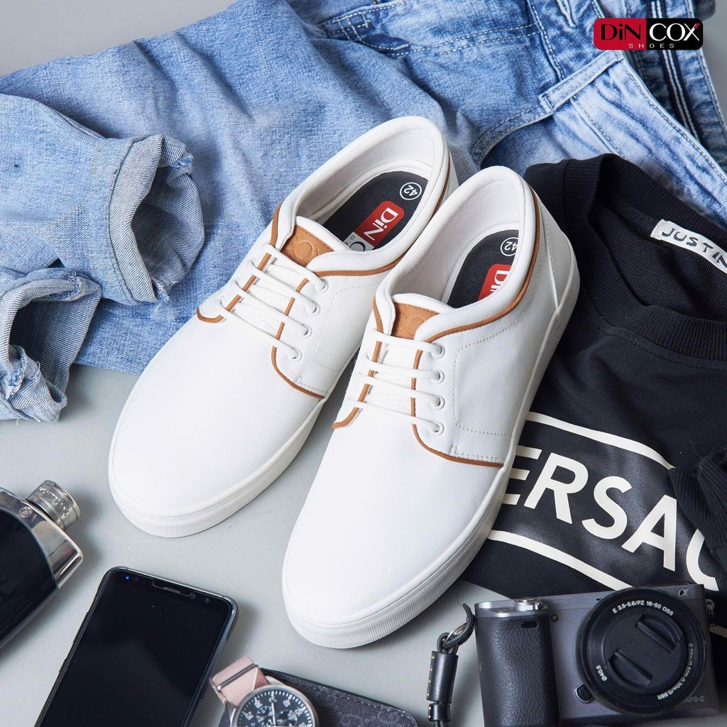 Giày Sneaker Da Nam DINCOX C03 Khí Chất Lịch Thiệp White