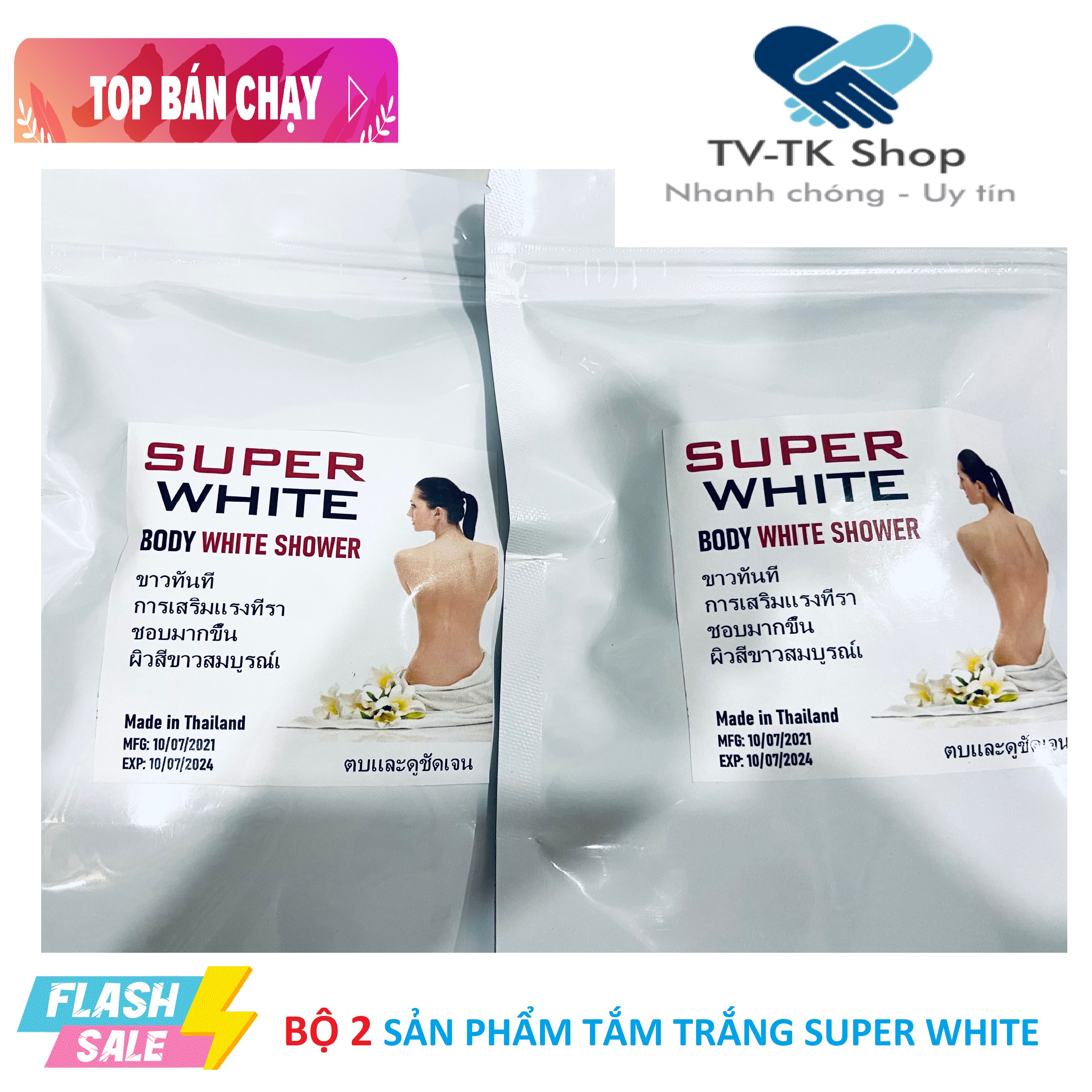 Bộ 2 Sản Phẩm Tắm Trắng Cao Cấp Super White Body - Nhập Khẩu Thái Lan