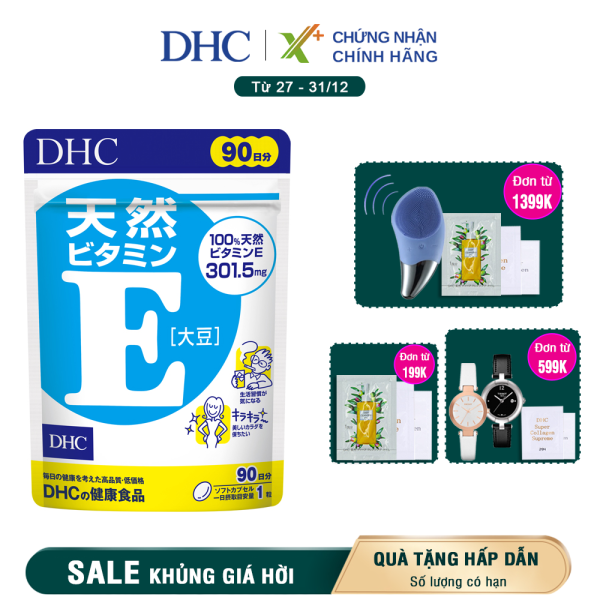 Viên uống Vitamin E DHC Nhật Bản thực phẩm chức năng giúp chống lão hoá, dưỡng da, điều hoà nội tiết gói 90 ngày XP-DHC-E90