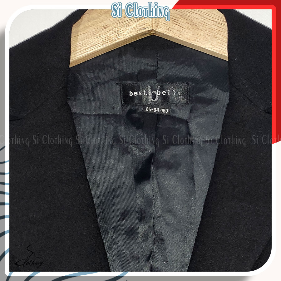[2hand] Áo Khoác Blazer 2 Lớp Màu Đen Trơn Basic