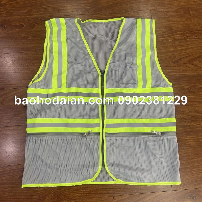 Áo phản quang kiểu 3M lưới 3 kéo có túi