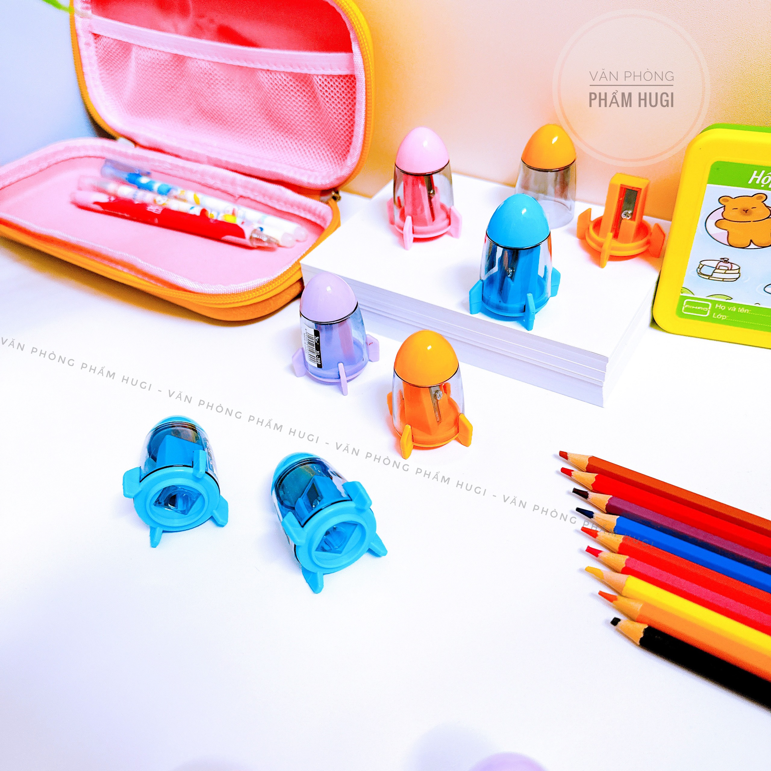 Student cute rocket pencil sharpener set 4 PCs