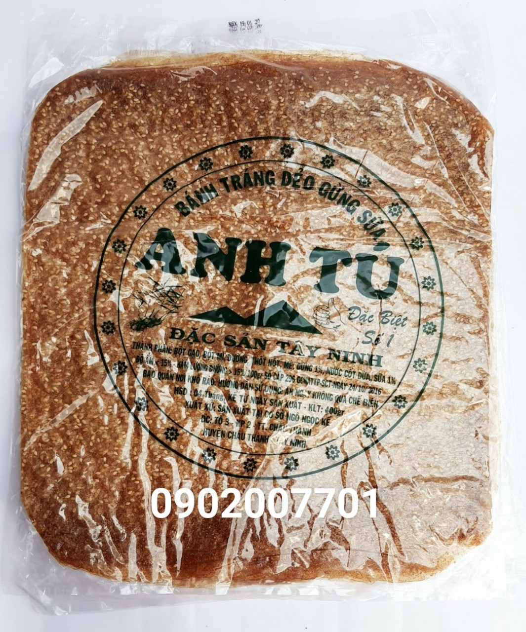 Xấp 400g Bánh Tráng Dẻo Gừng Sữa Anh Tú Chữ Xanh-đồ ăn vặt-tết-tết 2022