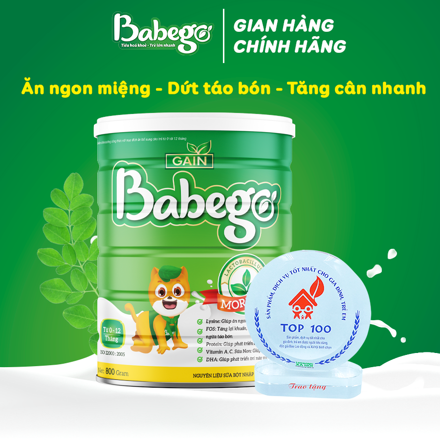 Sữa mát tăng cân, trị táo bón Babego 800g (0-12 tháng)