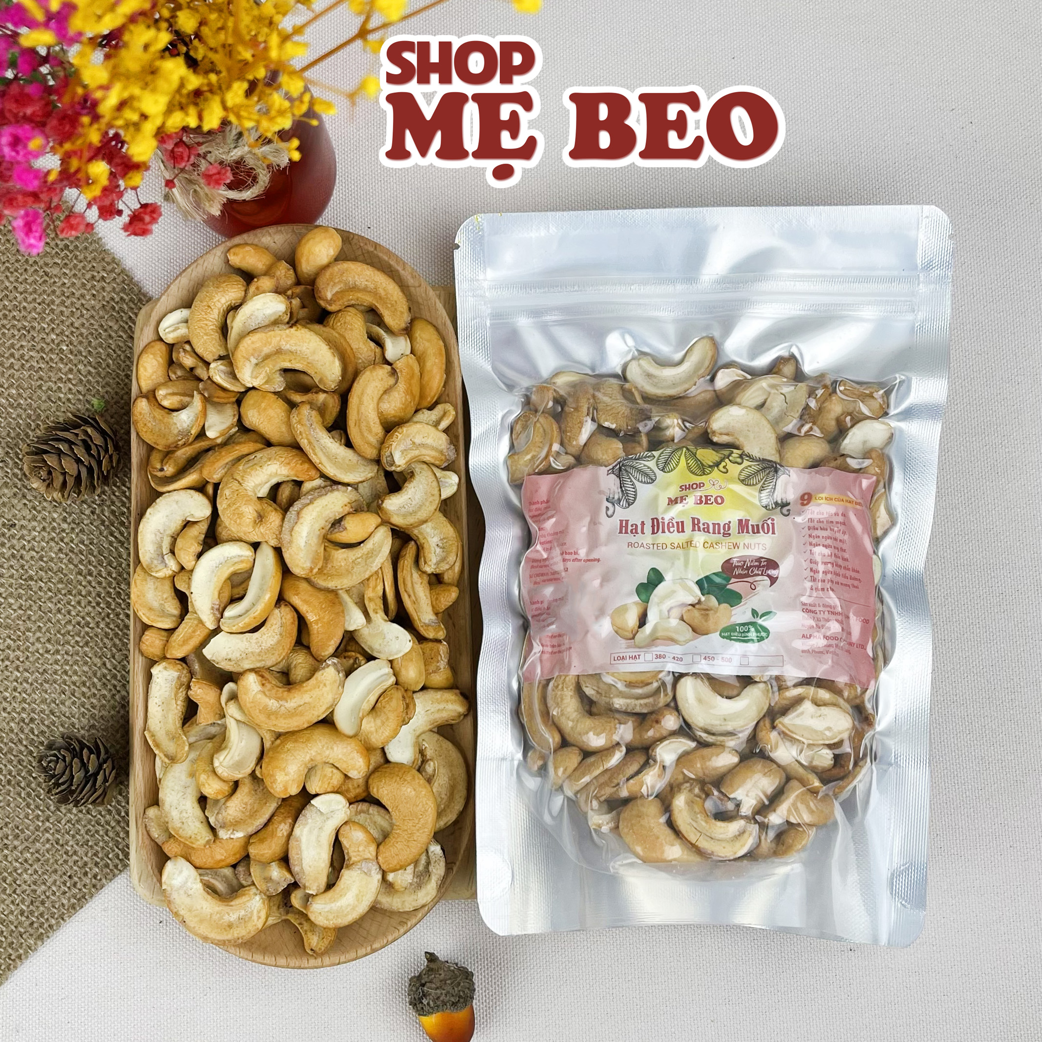 Hạt Điều Rang Muối Sạch Vỏ Lụa Loại Bể Shop Mẹ Beo