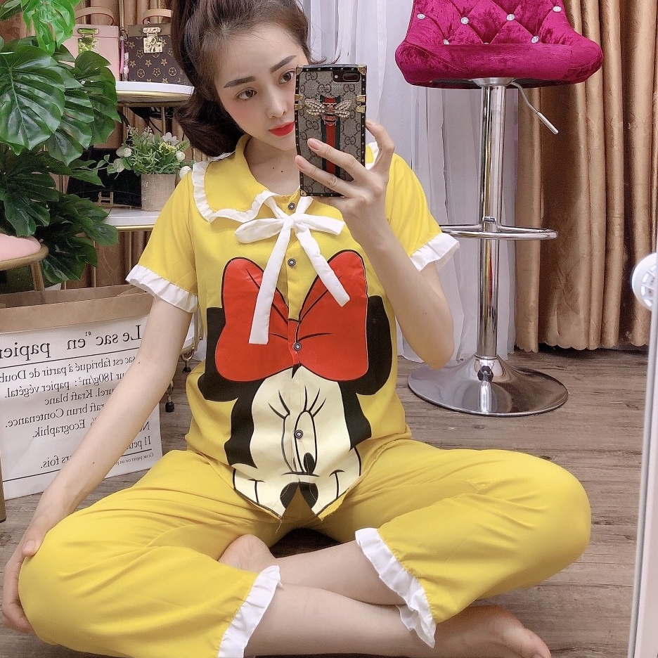 [TNQD]Đồ Bộ Pijama KATE LỤA MICKEY Siêu Đẹp Dưới 54kg