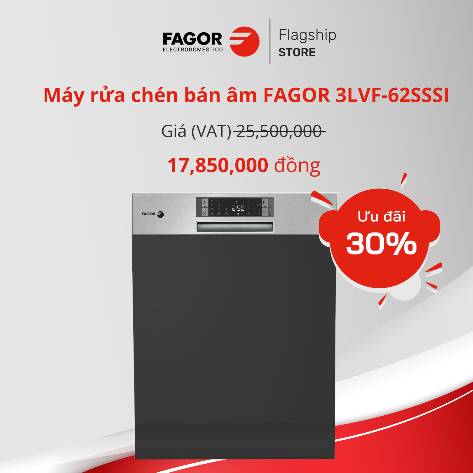 Máy rửa chén bán âm FAGOR 3LVF-62SSSI