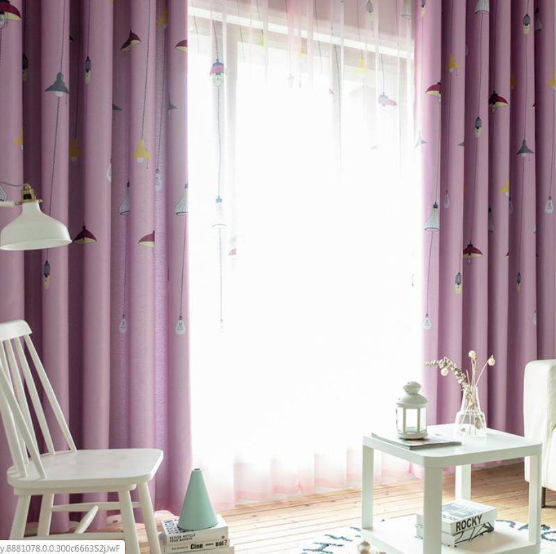 Rèm vải dày che nắng tốt đèn chùm hồng 4m x 2.7m dài