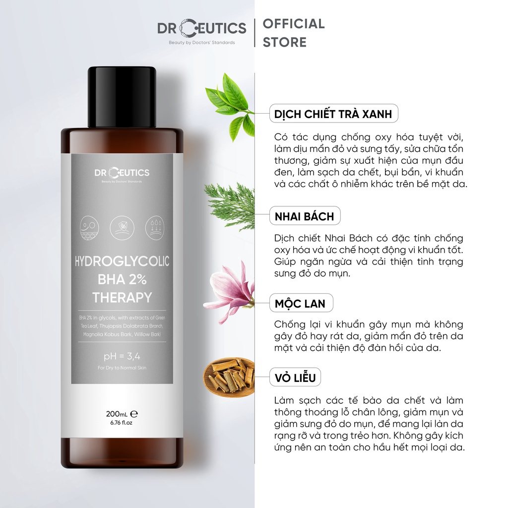 Toner DrCeutics 2% BHA Làm Sạch Và Cân Bằng Da