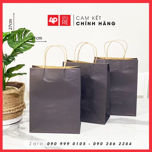 01 túi kraft xanh dương đậm 21 x 27 x 11 cm ngang cao hông