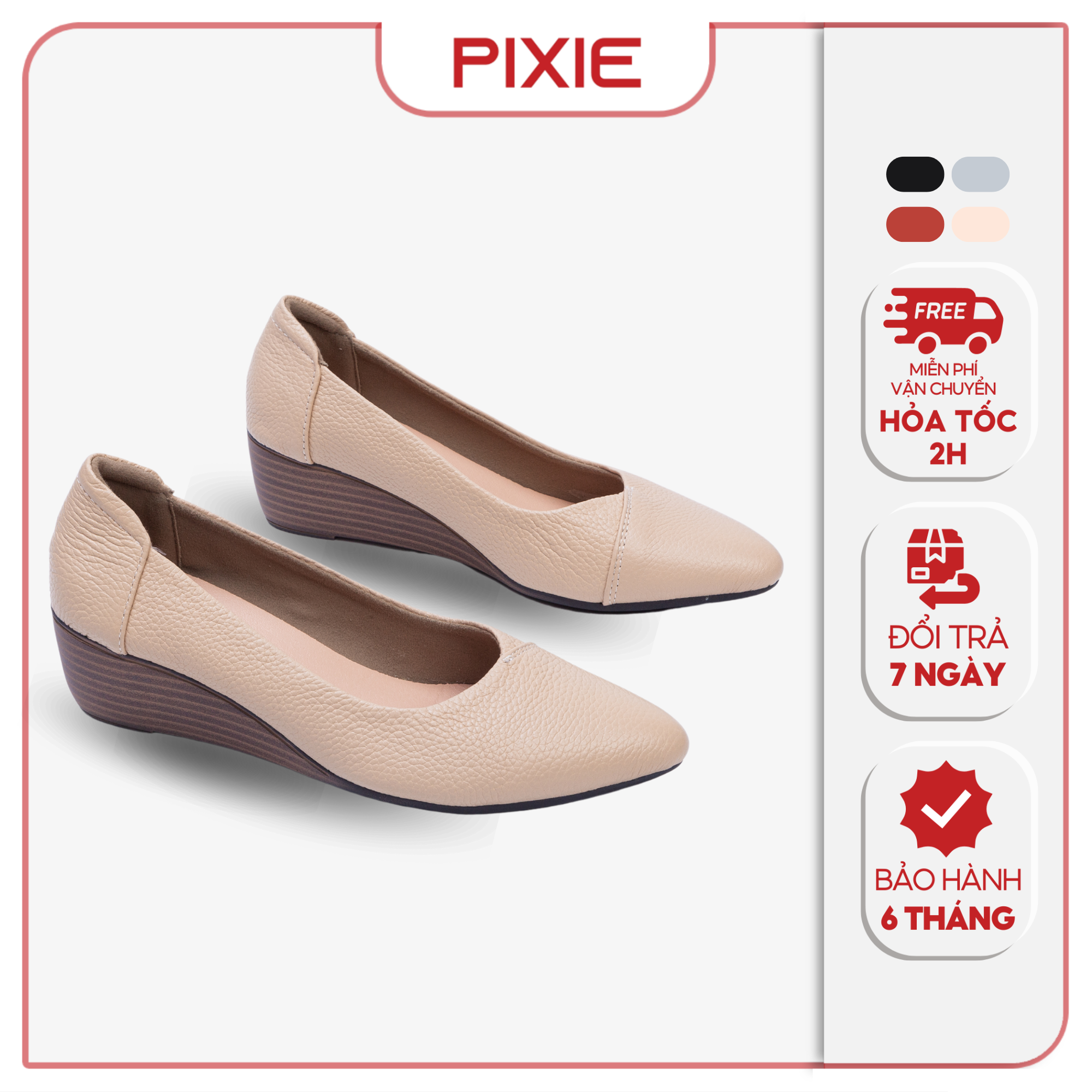 Giày Búp Bê Đế Xuồng Da Thật Mũi Nhọn Pixie X783