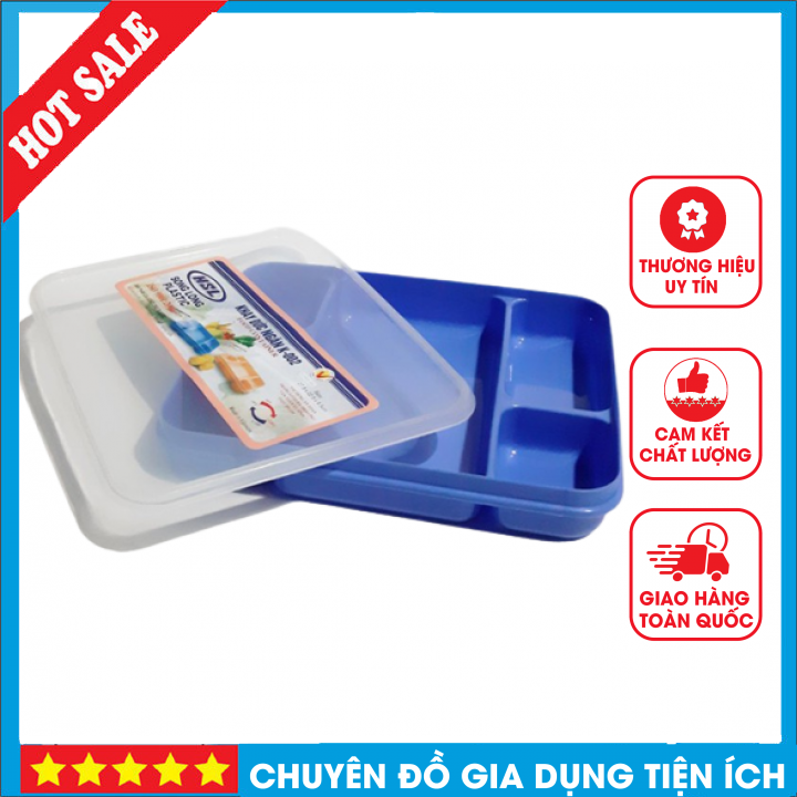 Khay đựng cơm chia phần có nắp đậy 5 ngăn bằng nhựa song long